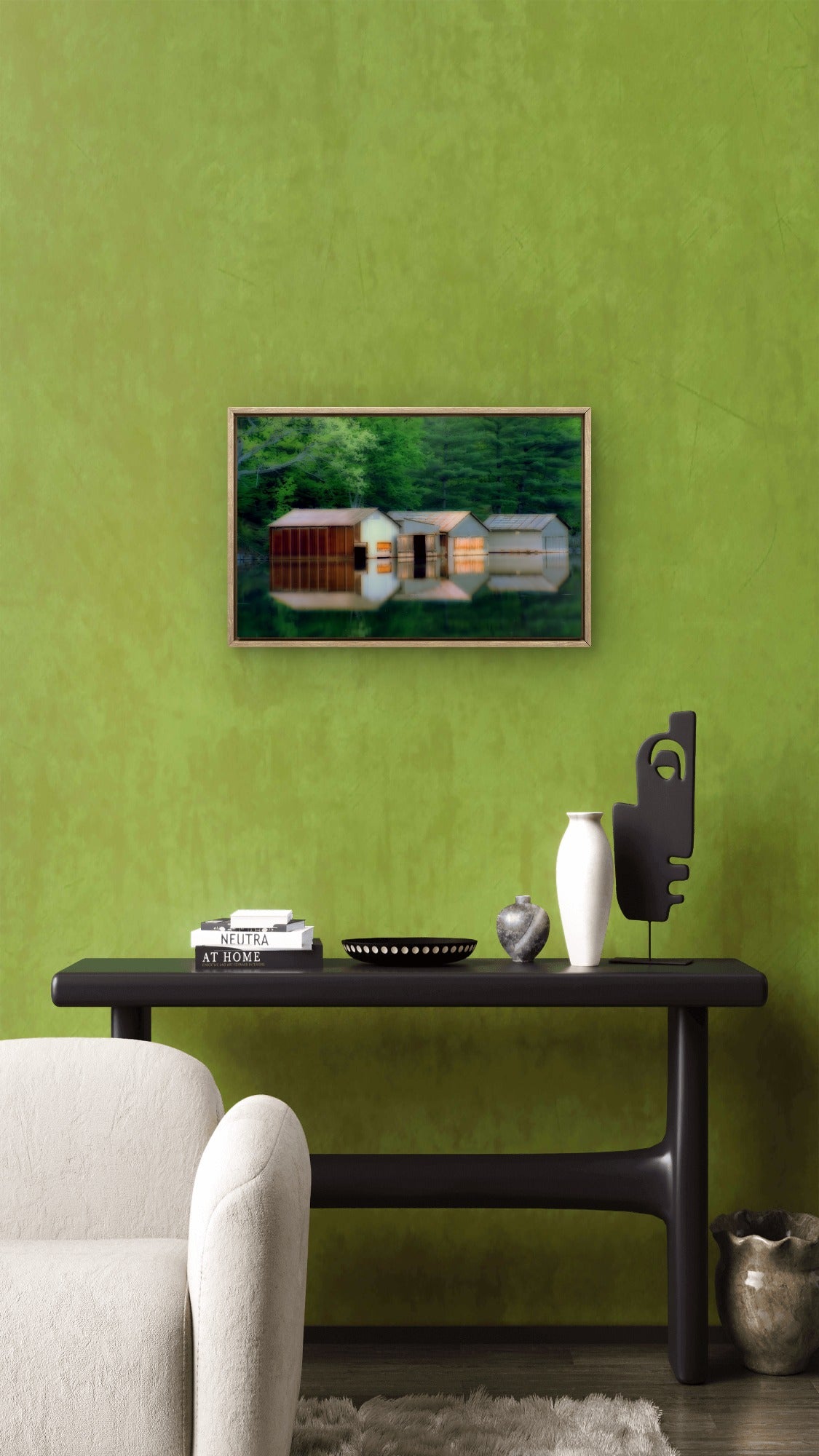 Three Sisters — Rustic Boathouse Reflection Digital Wall Art | Lakeside Cabin Print | Instant Download