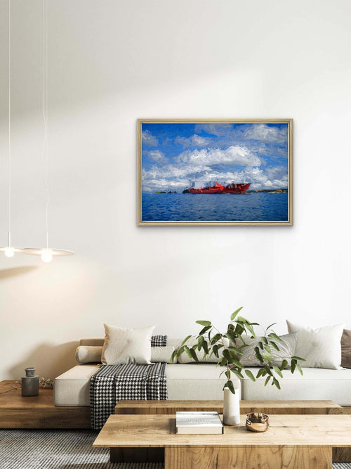Atlantic Spirit — Red Tanker on the St. Lawrence River