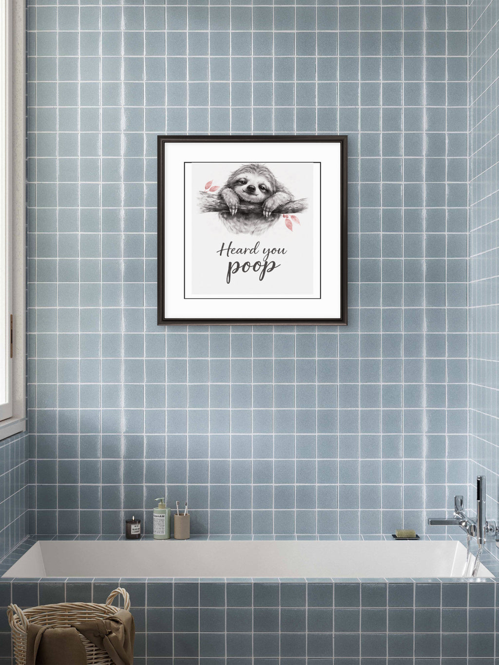 Heard You Poop – Funny Bathroom Wall Art Print-b