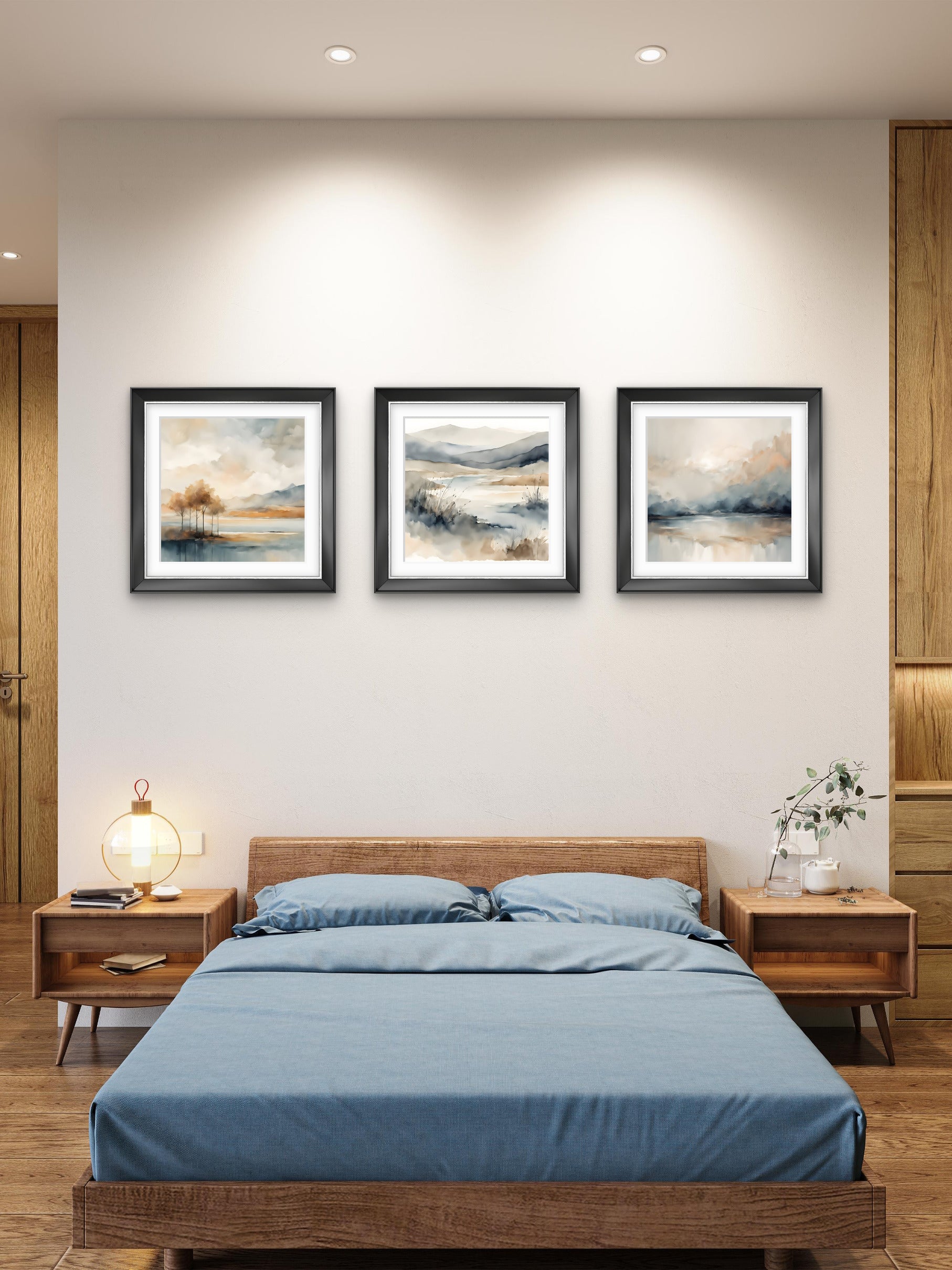 Soft Horizon – Minimalist Wall Art Set of 3-a