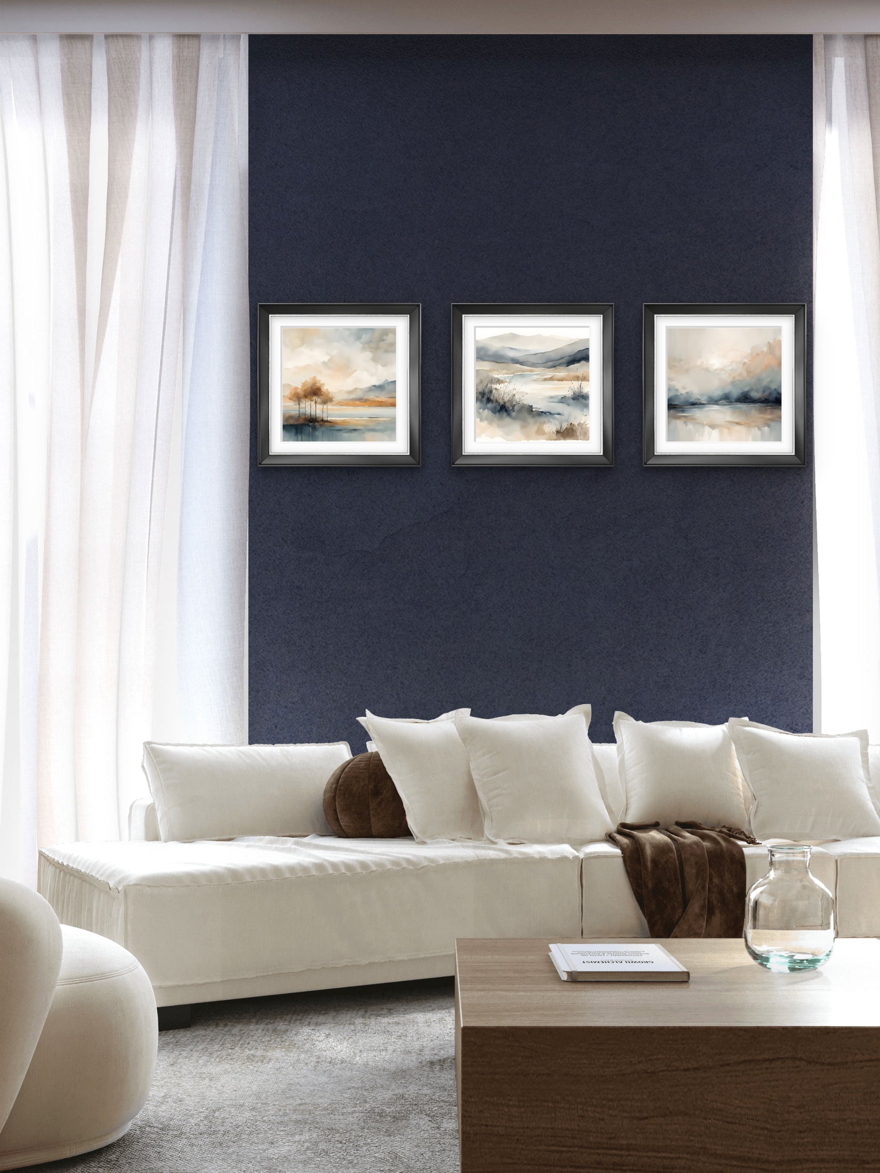 Soft Horizon – Minimalist Wall Art Set of 3-d