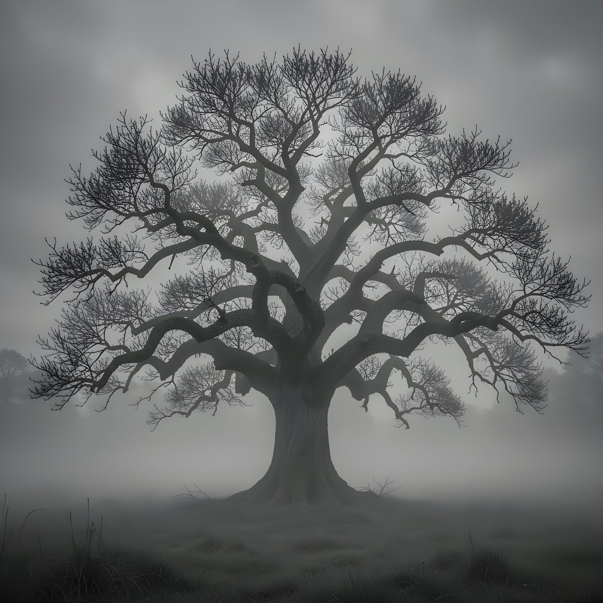 Foggy Forest Landscape Wall Art – Misty Nature Painting Print - Byeutifull Art