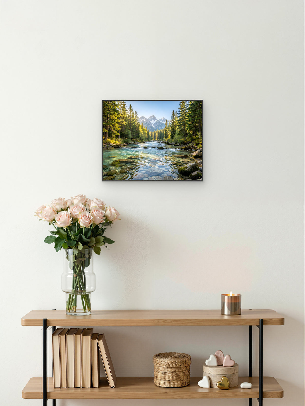 River Flowing to Mountain – Landscape Wall Art Print