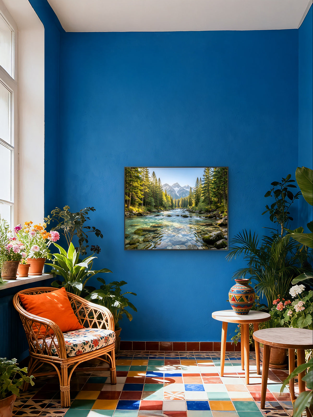River Flowing to Mountain – Landscape Wall Art Print