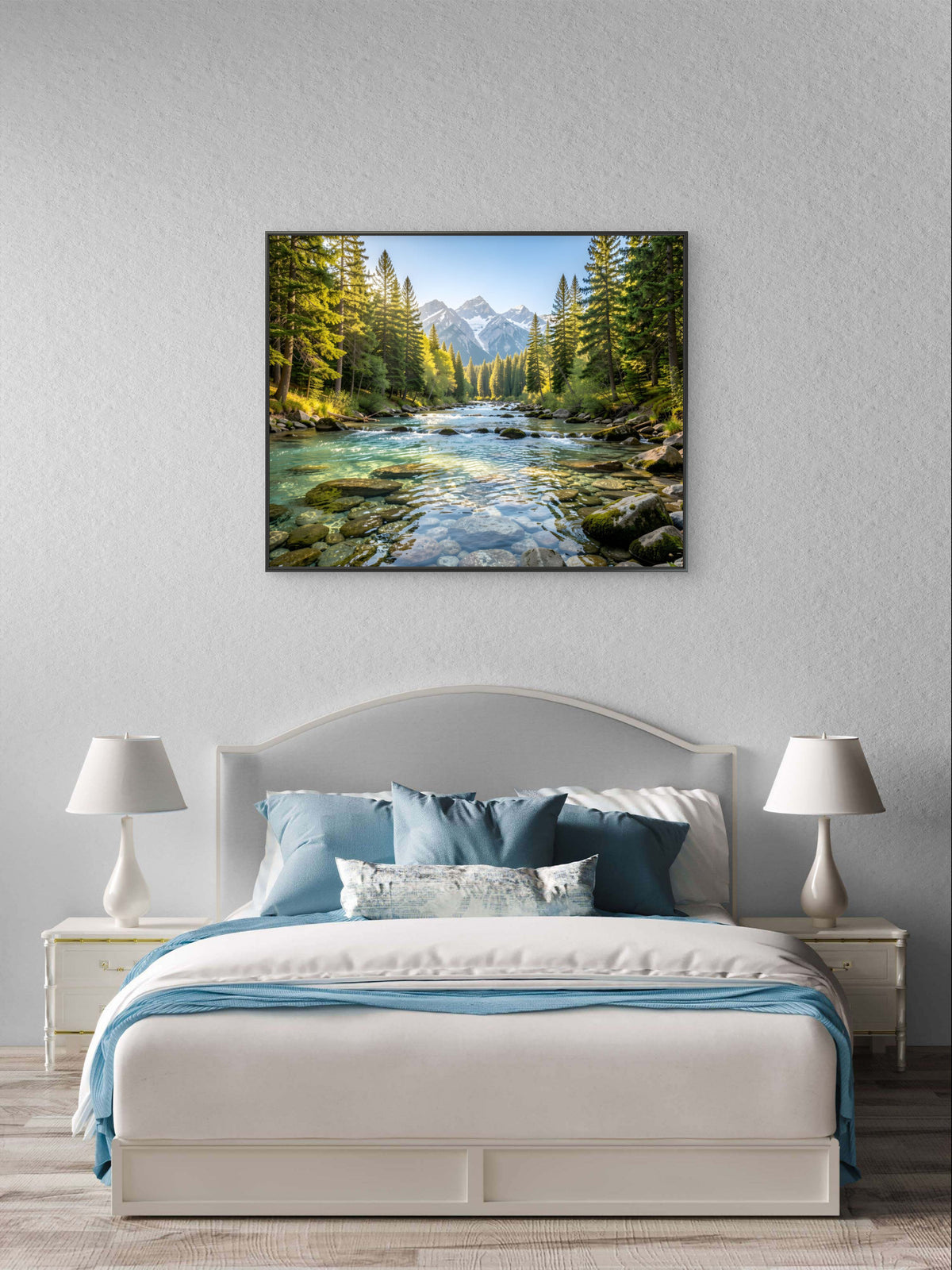 River Flowing to Mountain – Landscape Wall Art Print