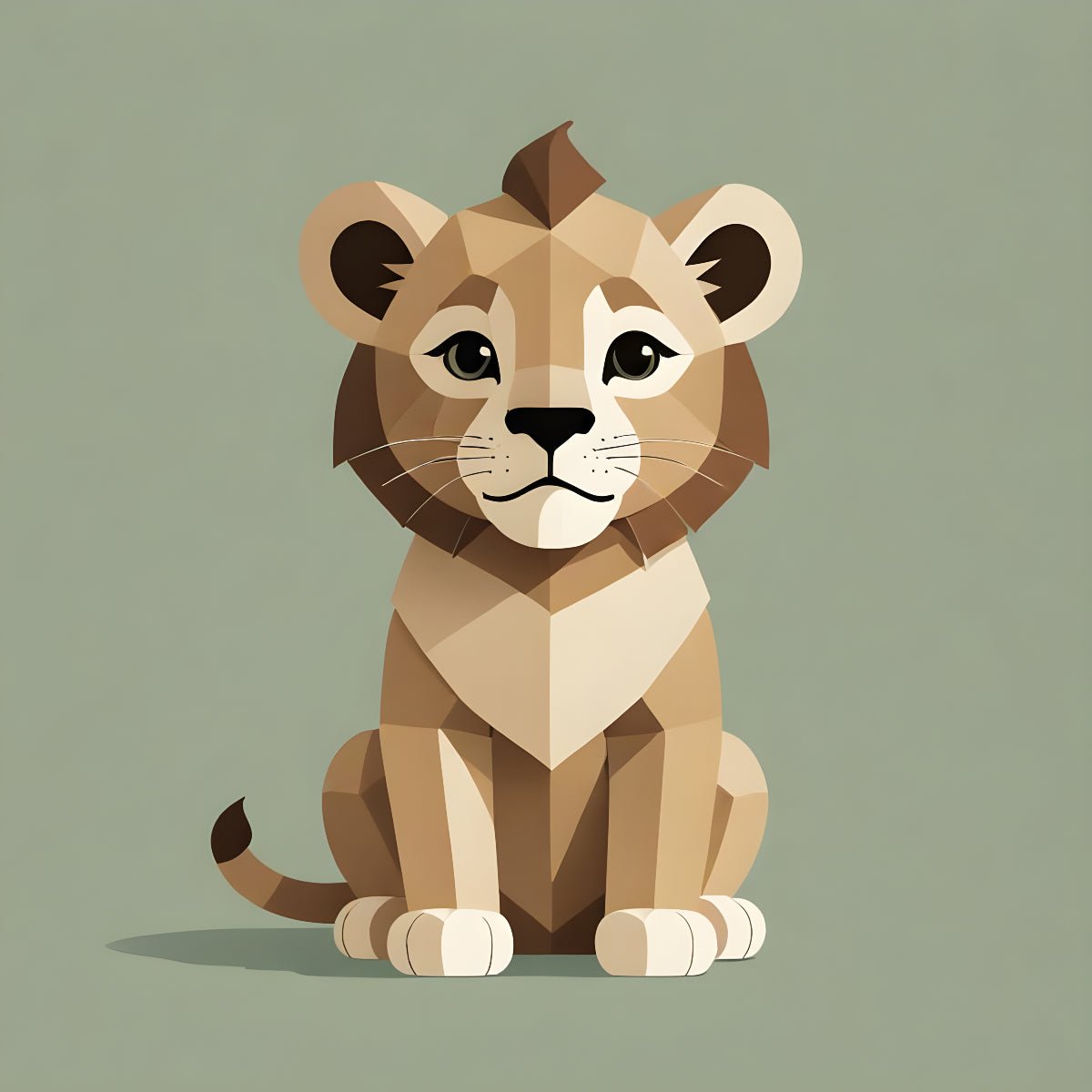 Lion Cub Nursery Wall Art – Geometric Safari Animal Print - Byeutifull Art