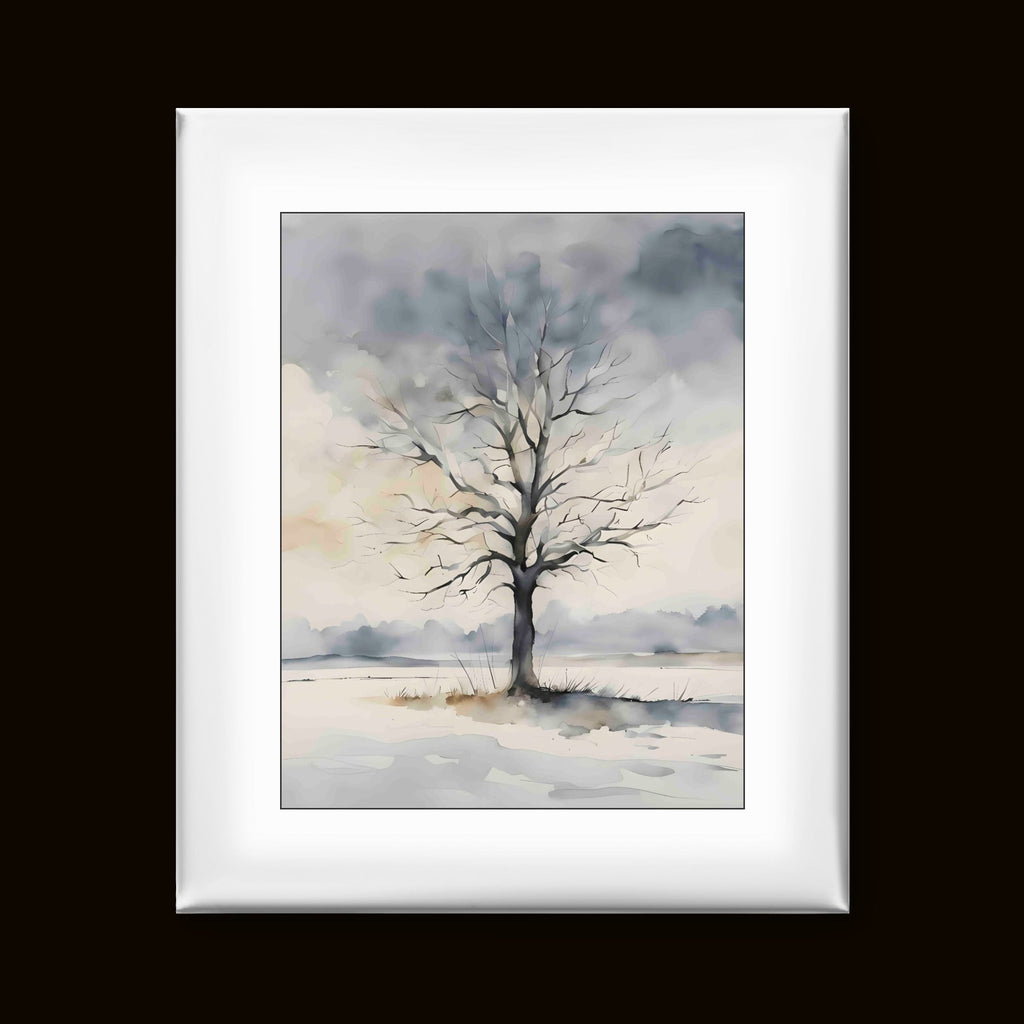 Lone Tree – Minimalist Landscape Wall Art Print - Byeutifull Art
