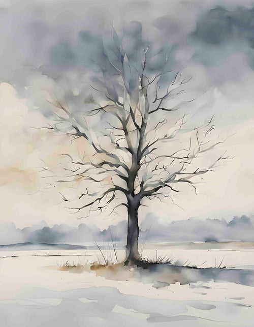 Lone Tree – Minimalist Landscape Wall Art Print - Byeutifull Art