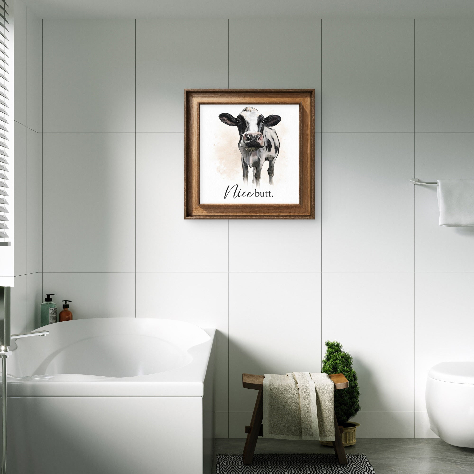 Nice Butt — Funny Cow Watercolour Print - Byeutifull Art
