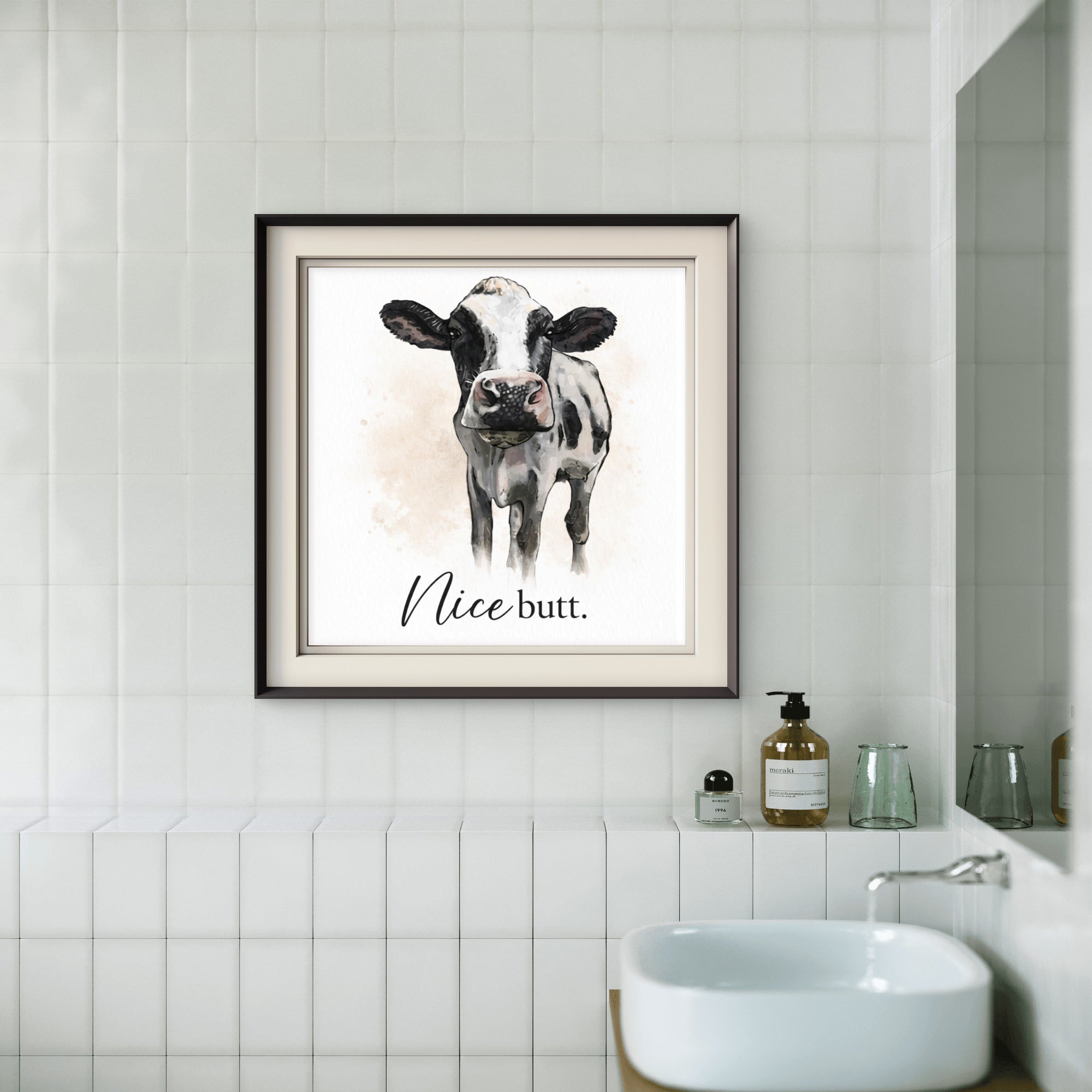 Nice Butt — Funny Cow Watercolour Print - Byeutifull Art