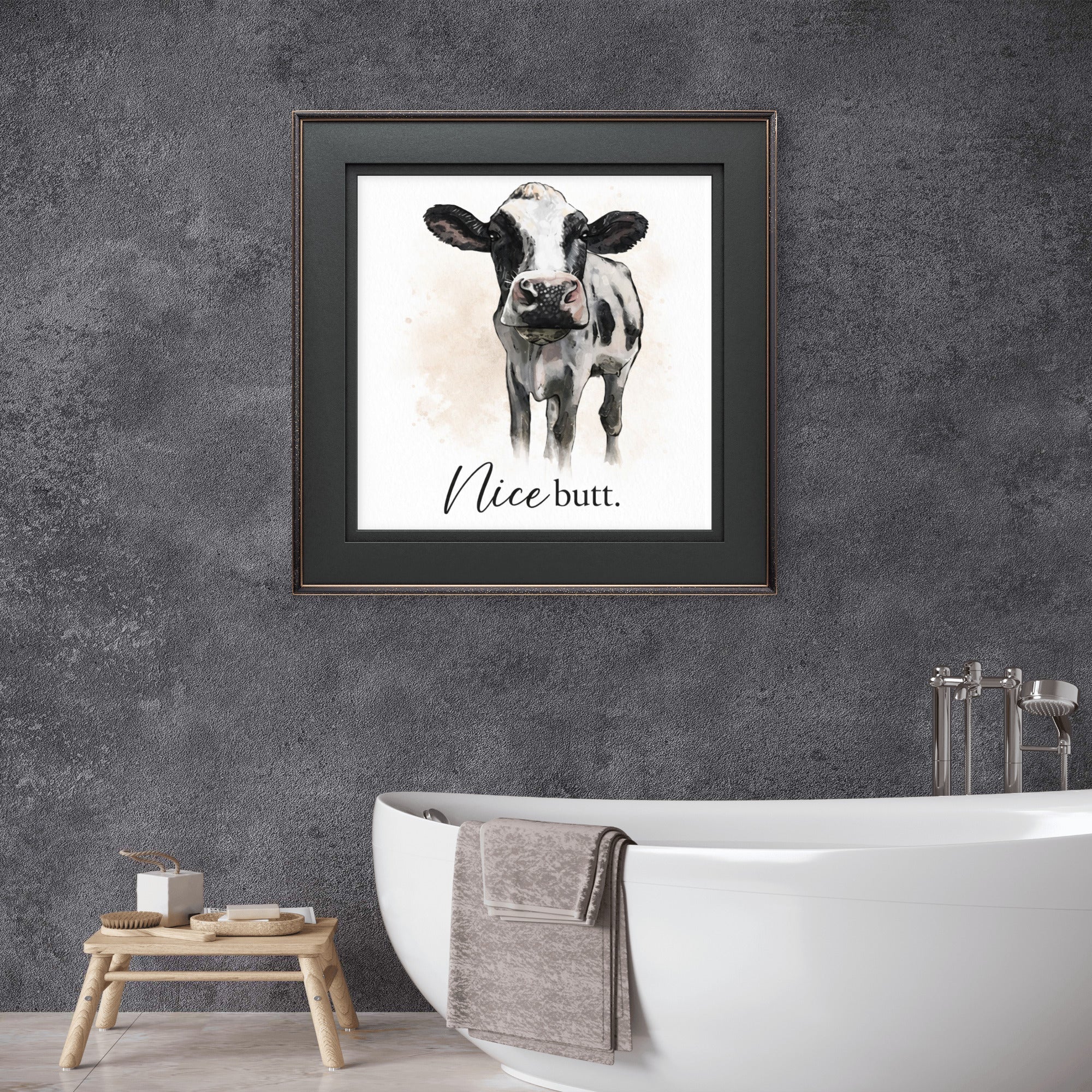 Nice Butt — Funny Cow Watercolour Print - Byeutifull Art