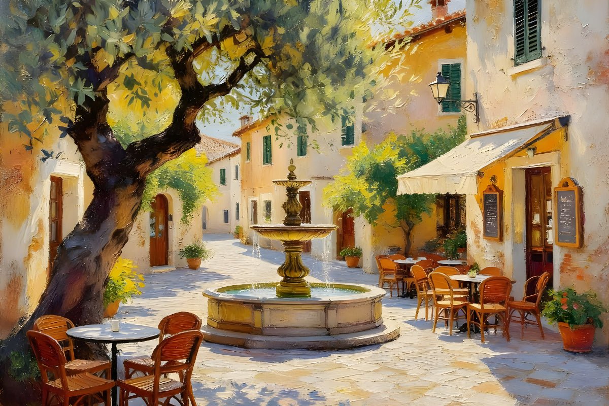 Outdoor Café – Charming Street Scene Wall Art Print - Byeutifull Art