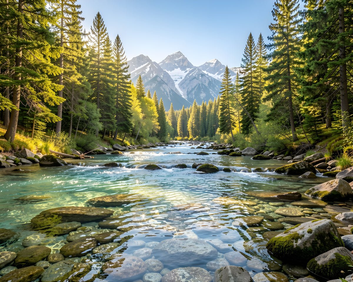 River Flowing to Mountain – Landscape Wall Art Print - Byeutifull Art