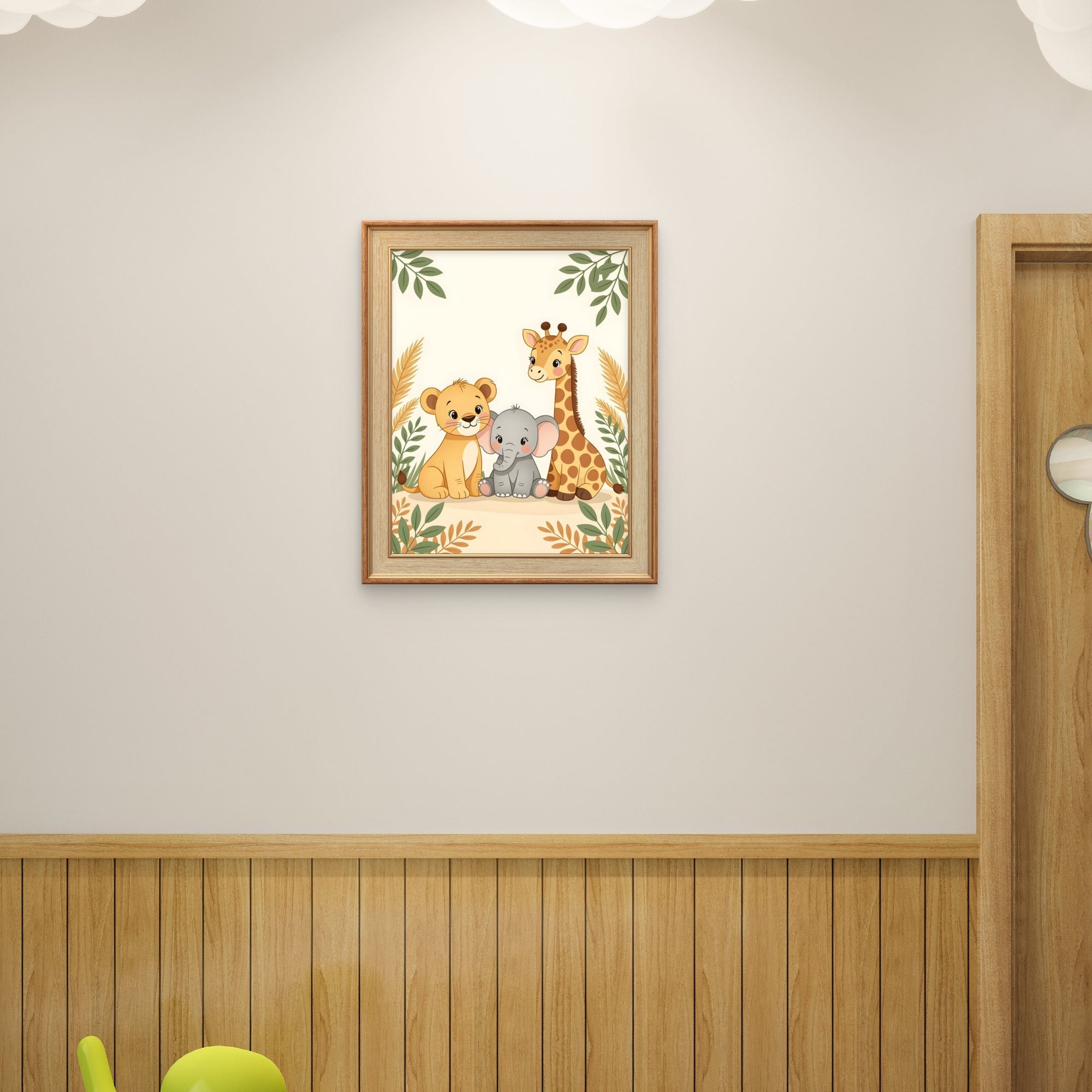 Safari Animals Nursery Wall Art – Lion, Elephant & Giraffe Print - Byeutifull Art