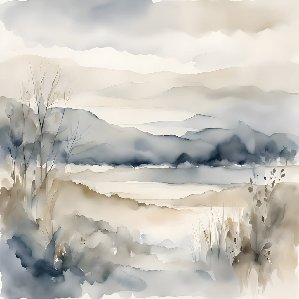 Soft Neutral Landscape Wall Art, Minimalist Nature Art, Calm Modern Decor Set of 4 
