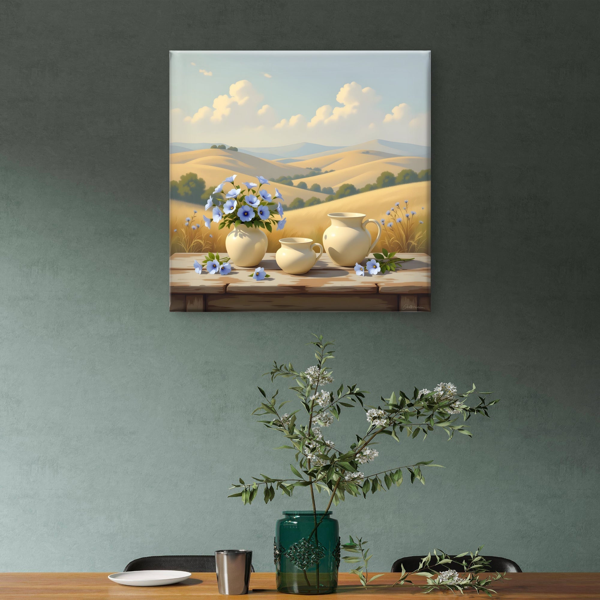 Summer Meadow Landscape Wall Art – Countryside Field Art Print - Byeutifull Art
