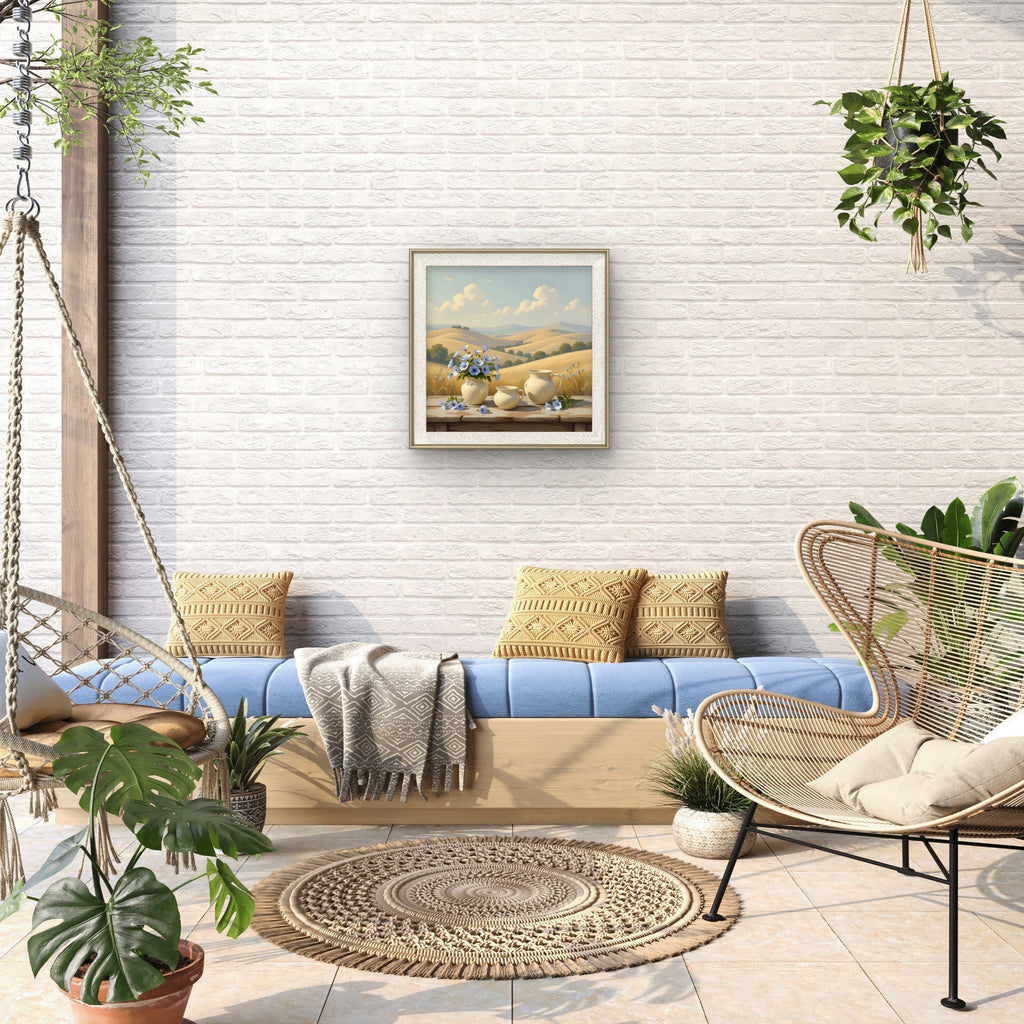Summer Meadow Landscape Wall Art – Countryside Field Art Print - Byeutifull Art