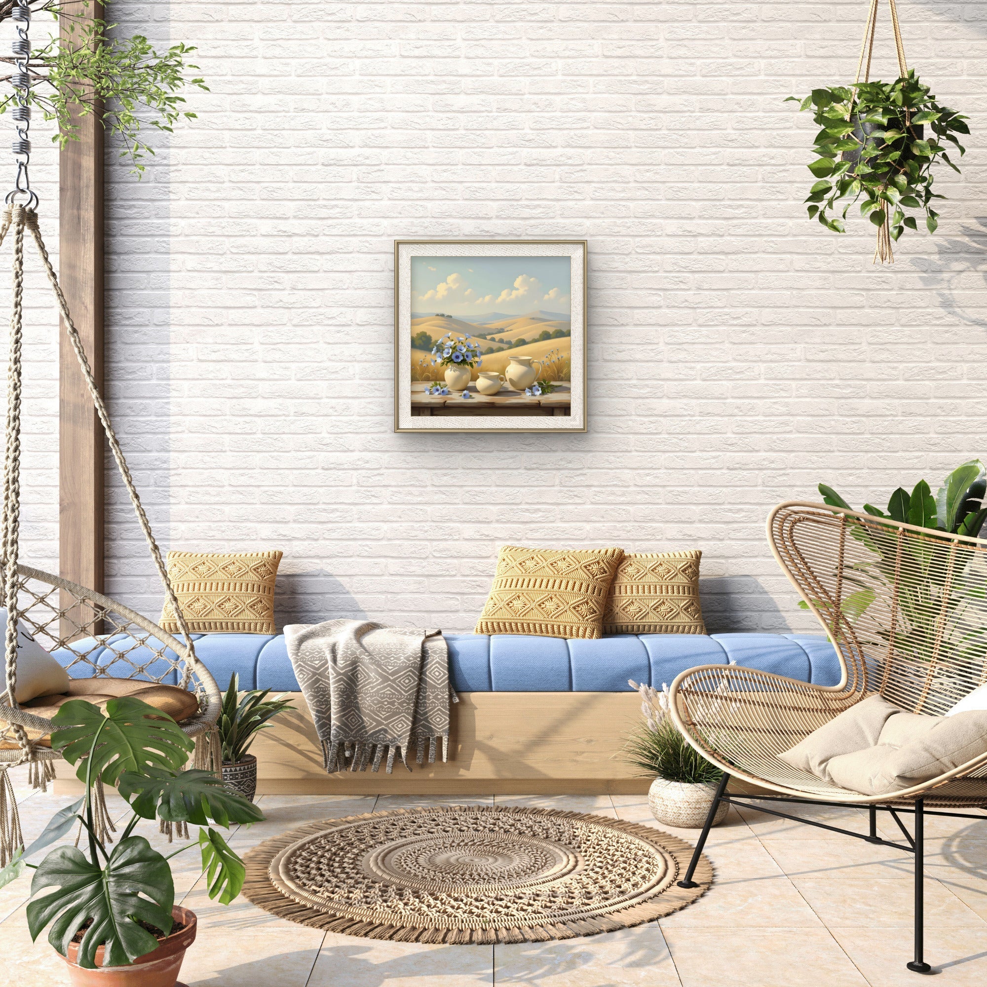 Summer Meadow Landscape Wall Art – Countryside Field Art Print - Byeutifull Art