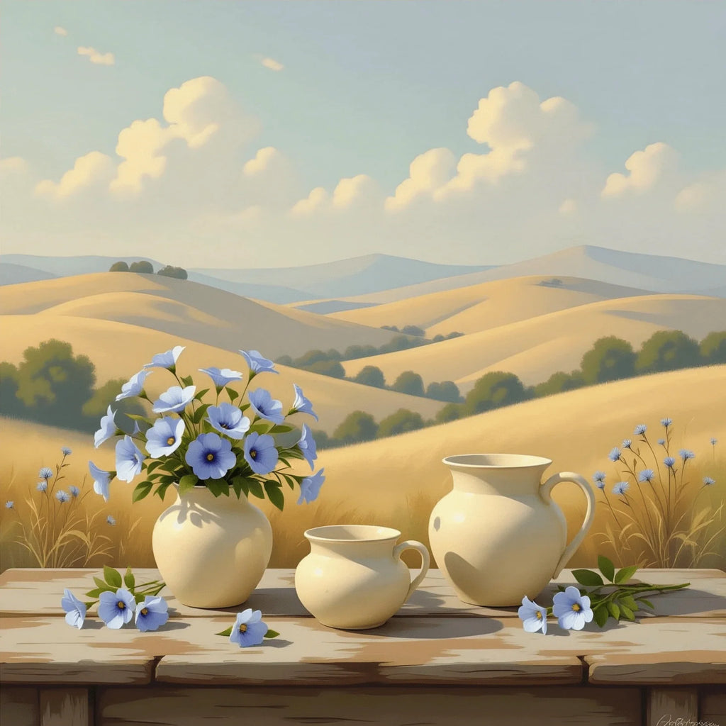 Summer Meadow Landscape Wall Art – Countryside Field Art Print - Byeutifull Art