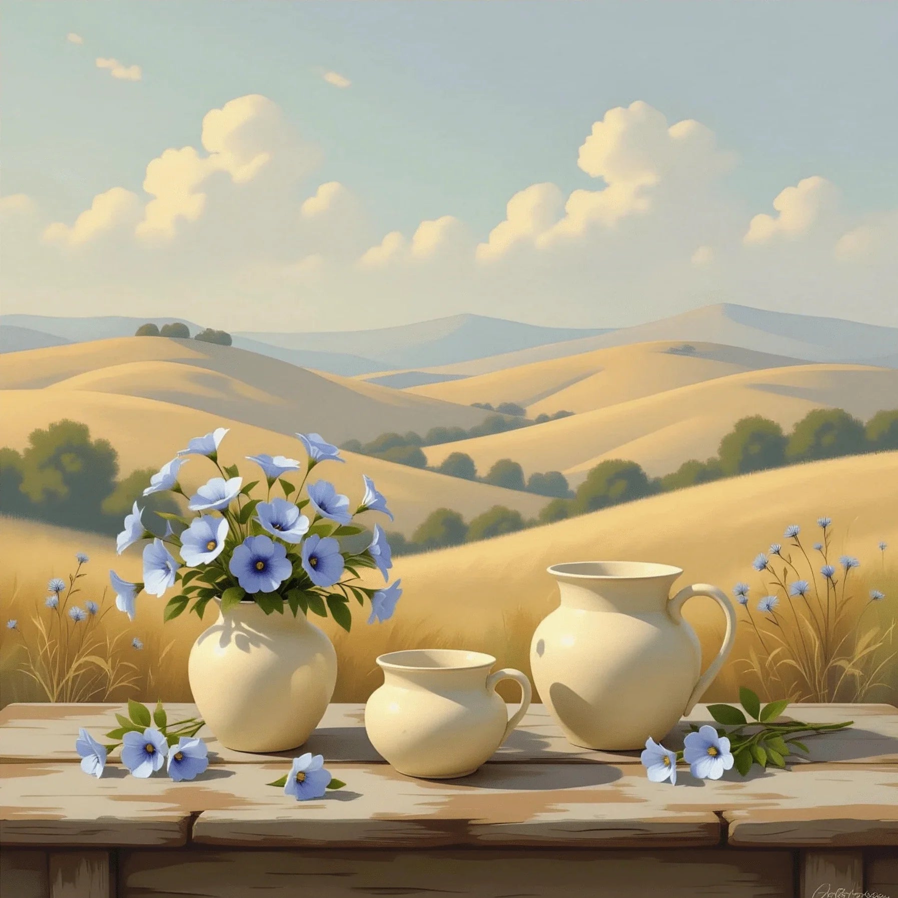 Summer Meadow Landscape Wall Art – Countryside Field Art Print - Byeutifull Art