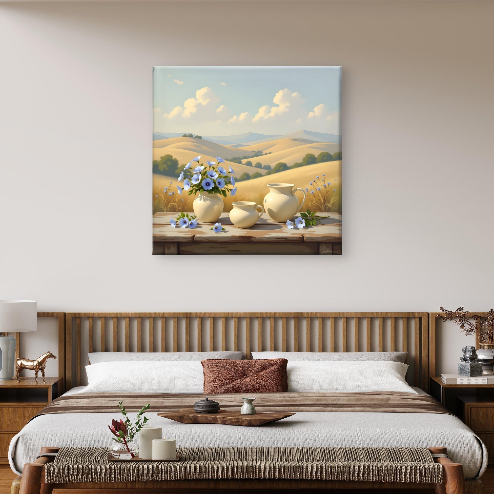 Summer Meadow Landscape Wall Art – Countryside Field Art Print - Byeutifull Art