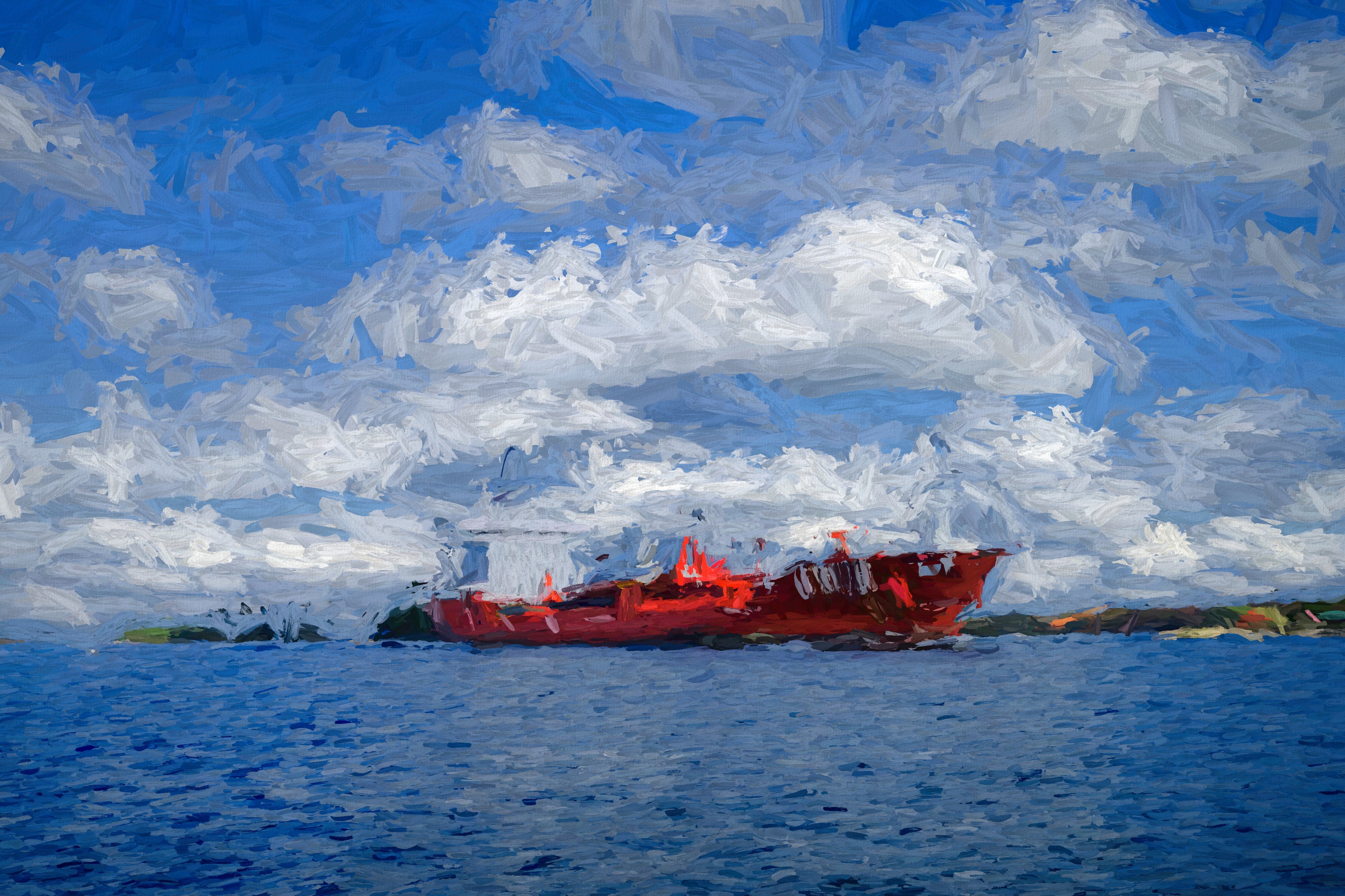 Atlantic Spirit — Red Tanker on the St. Lawrence River