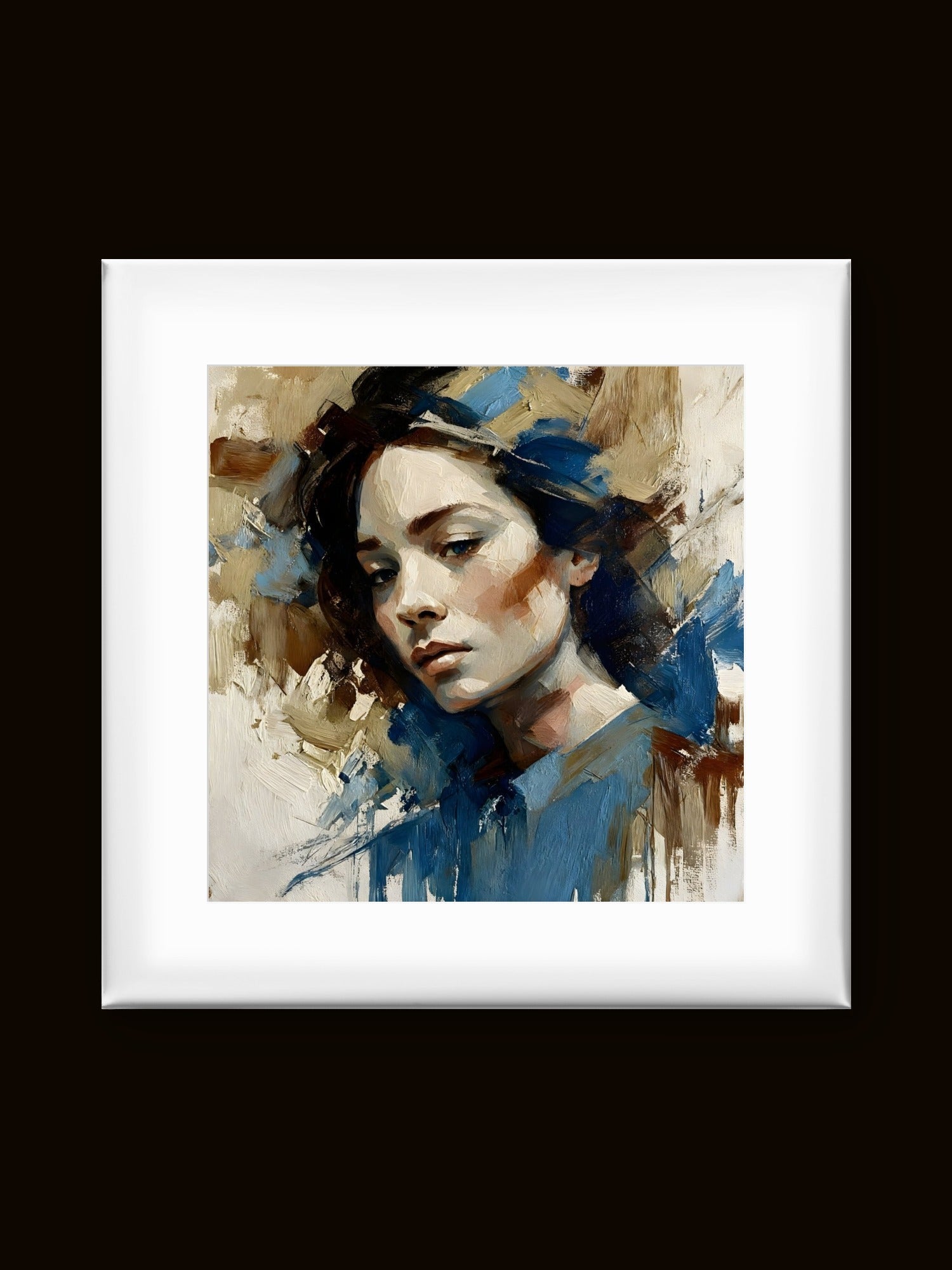 Woman in Blue – Elegant Portrait Wall Art Print - Byeutifull Art