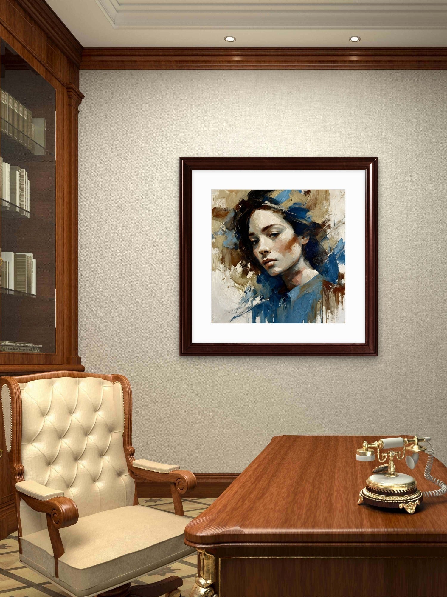 Woman in Blue – Elegant Portrait Wall Art Print - Byeutifull Art