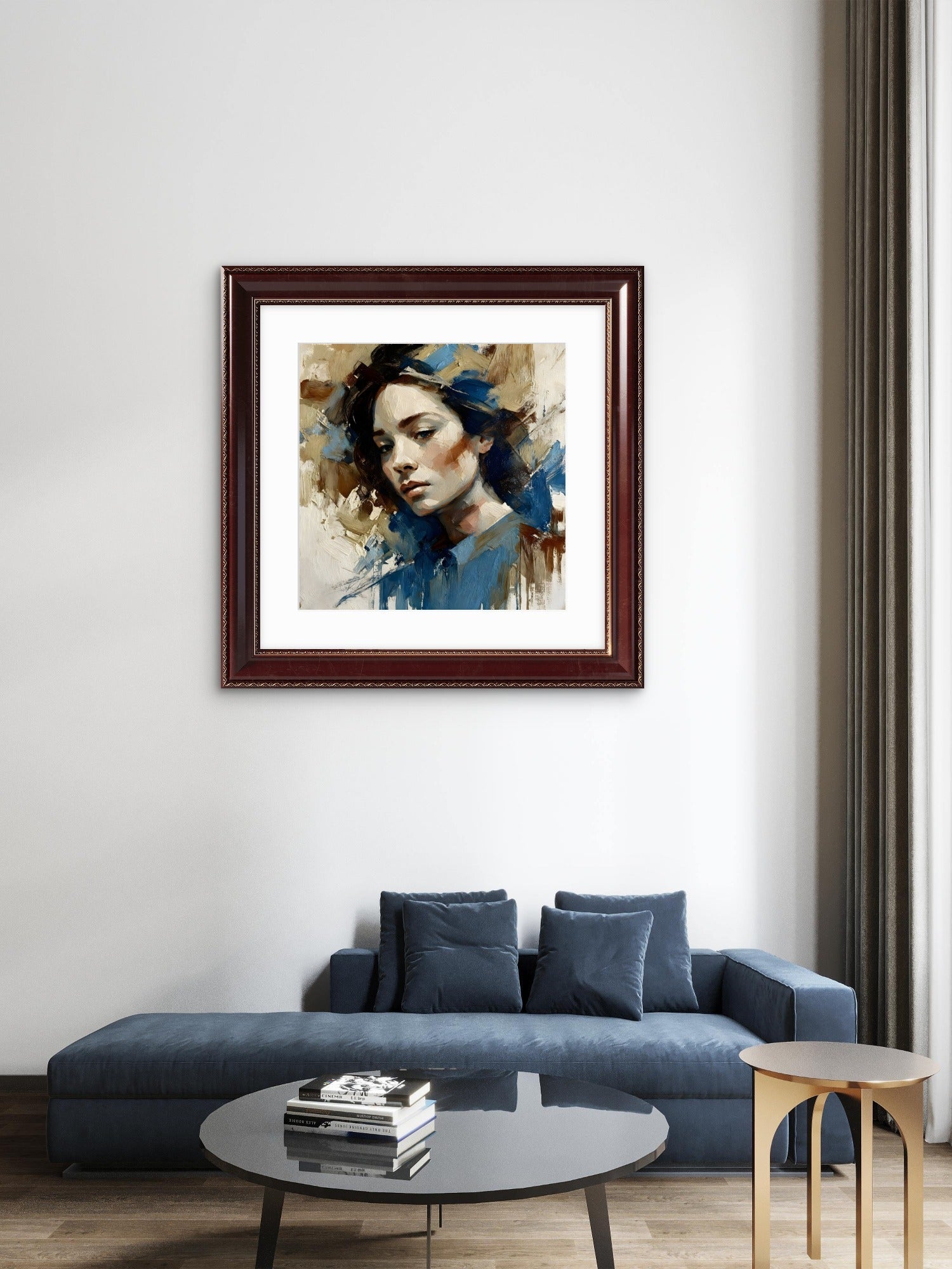 Woman in Blue – Elegant Portrait Wall Art Print - Byeutifull Art