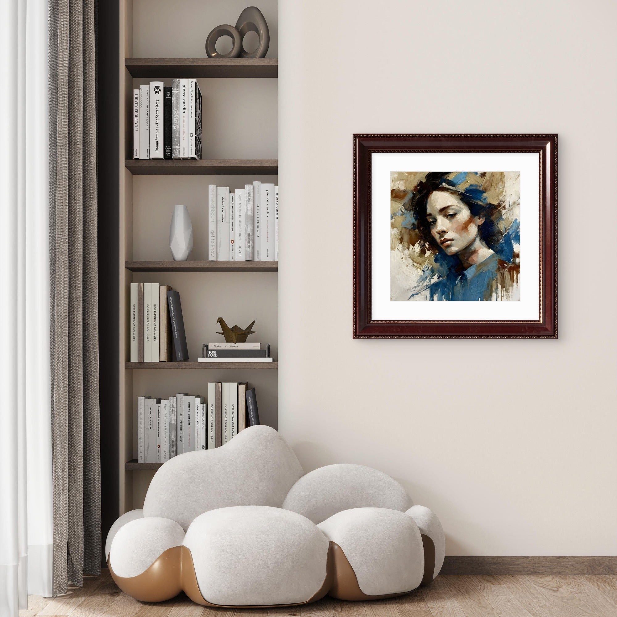 Woman in Blue – Elegant Portrait Wall Art Print - Byeutifull Art